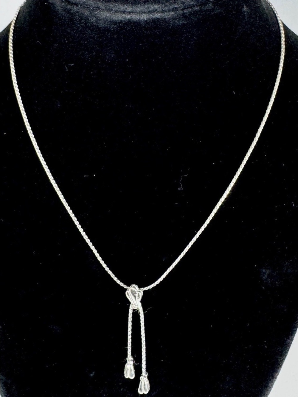 Vintage Signed Citation Silver Tone Lariat Cowboy Necklace 9” Spring Ring #1544
